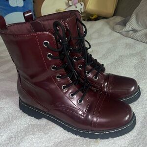 Maroon Combat Boots
